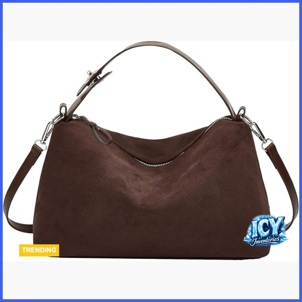 Suede Shoulder Bag Crossbody Tote Satchel Pillow Purse